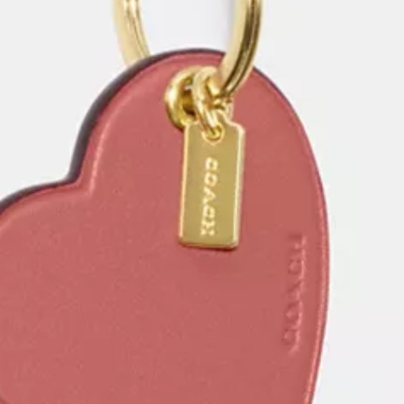 NEW! Coach PINK heart attached split gold key ring - Picture 3 of 3